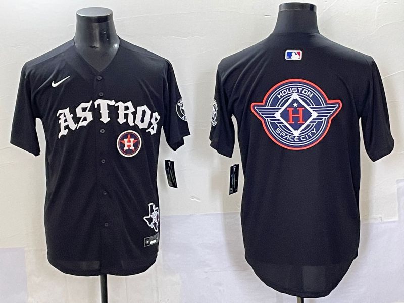Men 2025 Houston Astros Blank Black Seven generations Joint Name Nike MLB Jersey style 33->houston astros->MLB Jersey